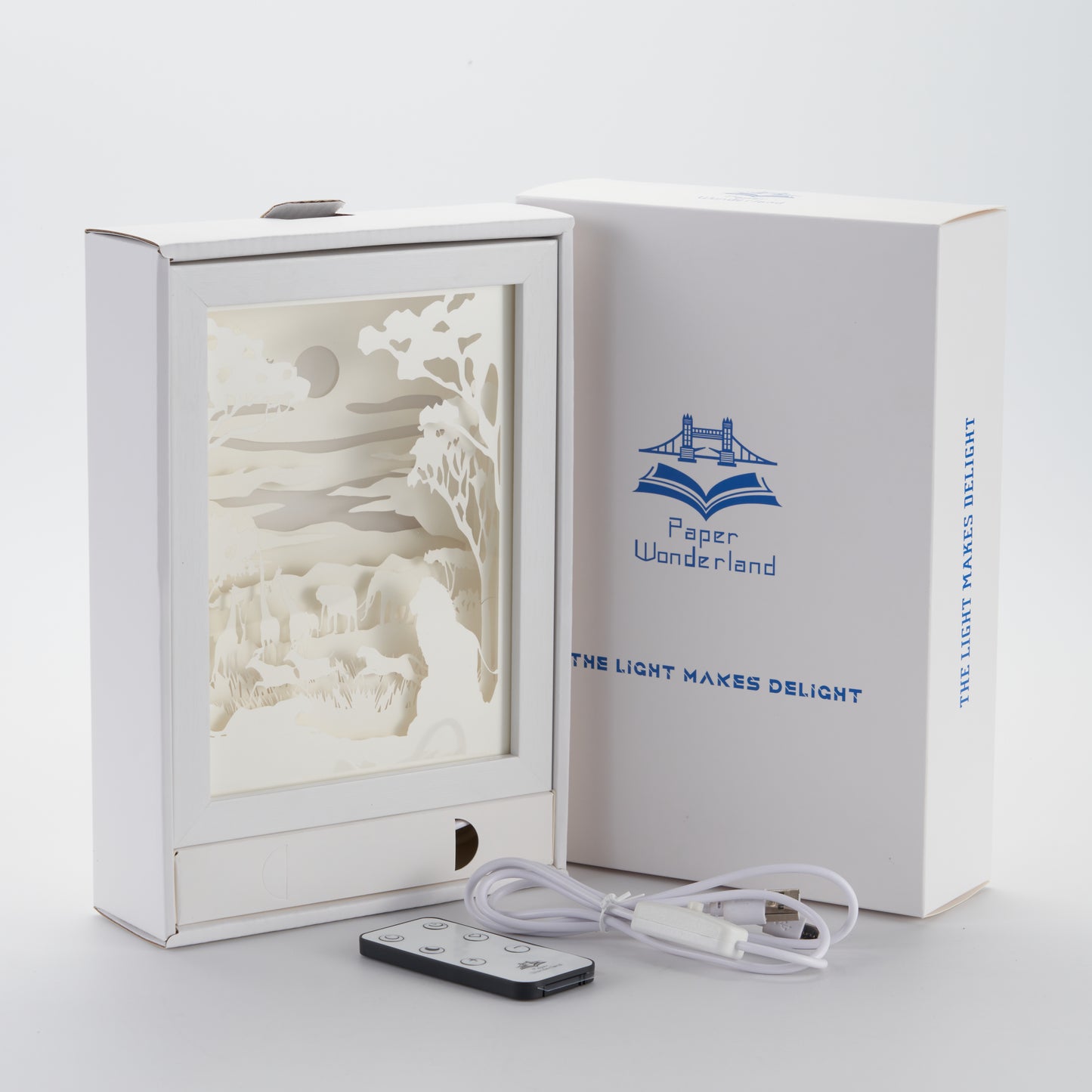 Paper Cut Light Box Paper Carving Light Box-African landscape