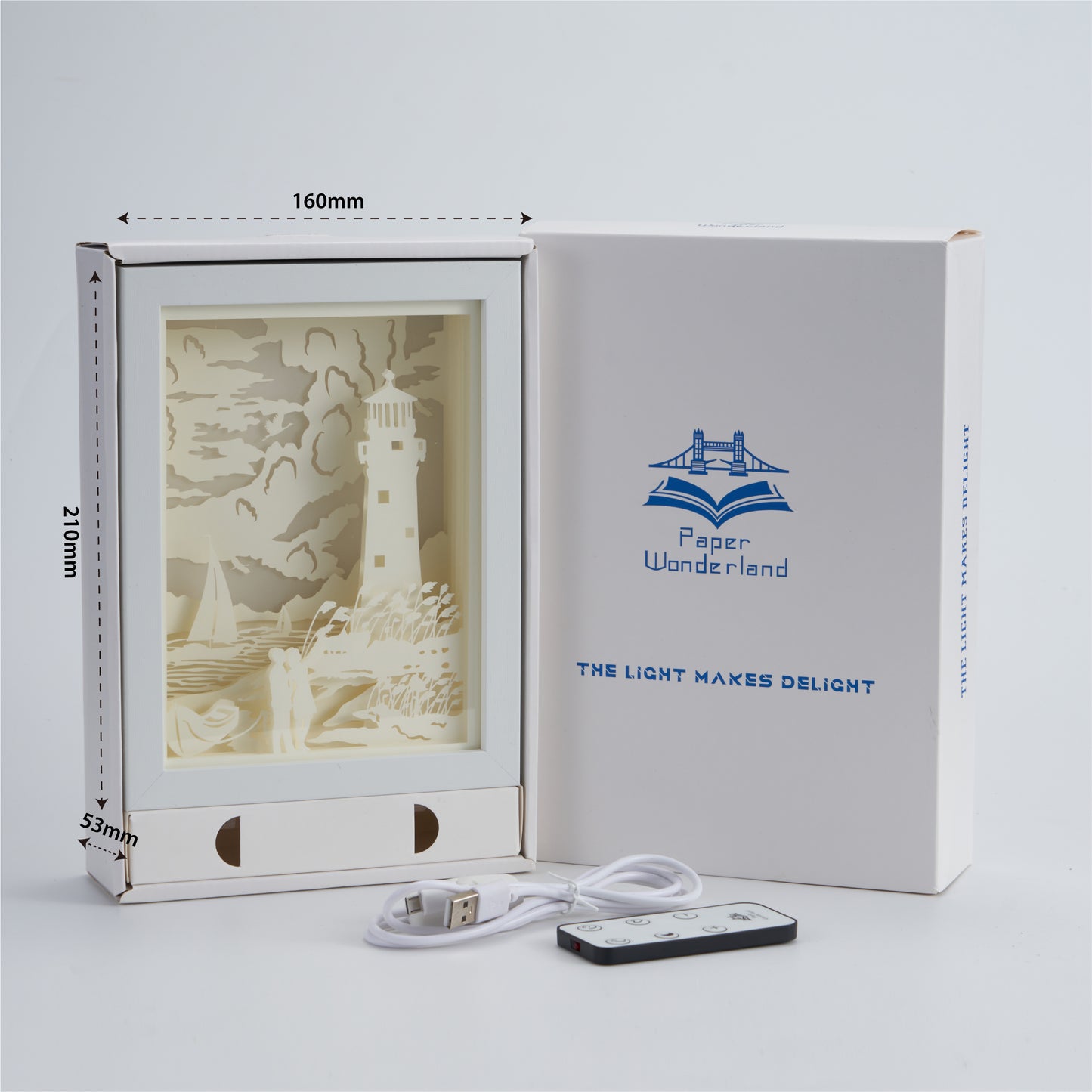 Paper Cut Light Box Paper Carving Light Box-Lighthouse