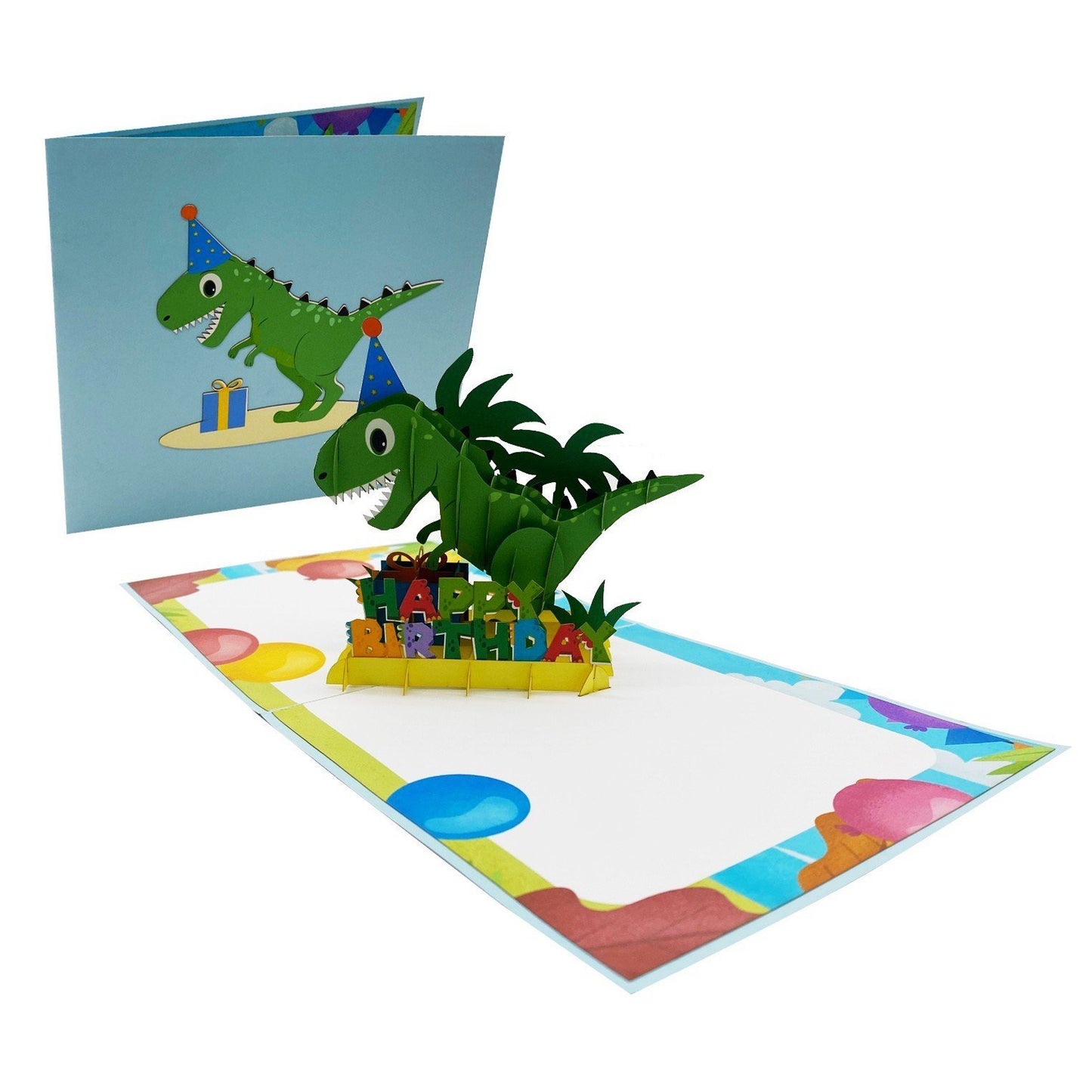 T-rex Dinosaur Birthday Pop Up Card
