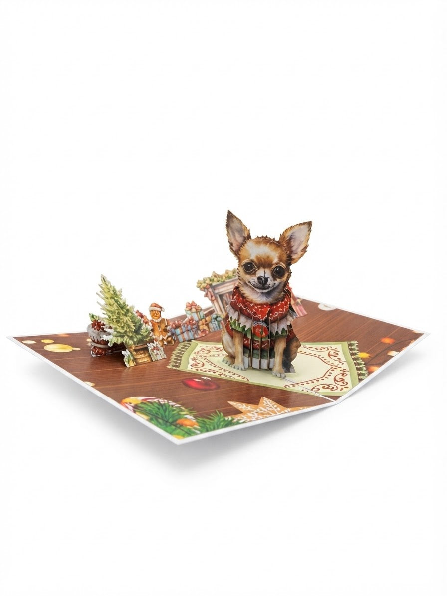Chihuahua Christmas Pop Up Card