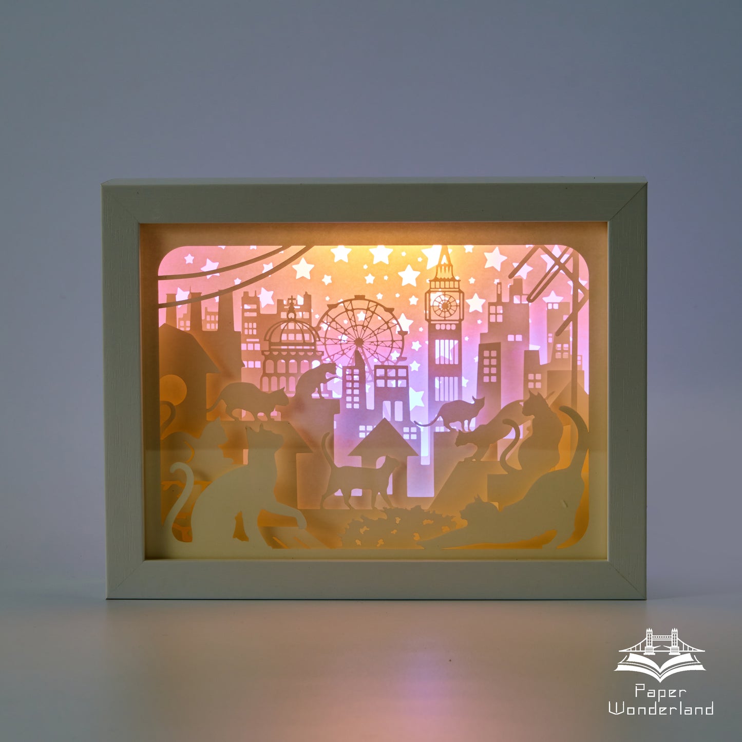 Paper Cut Light Box Paper Carving Light Box -London Cat