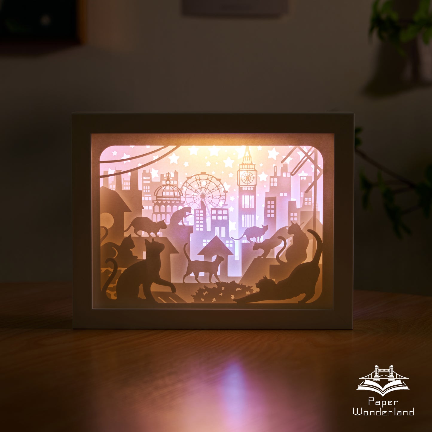 Paper Cut Light Box Paper Carving Light Box -London Cat
