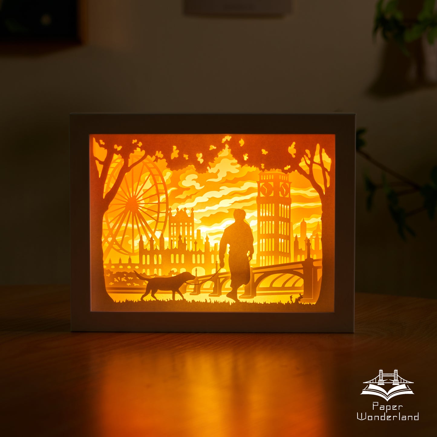Paper Cut Light Box Paper Carving Light Box -walk a dog