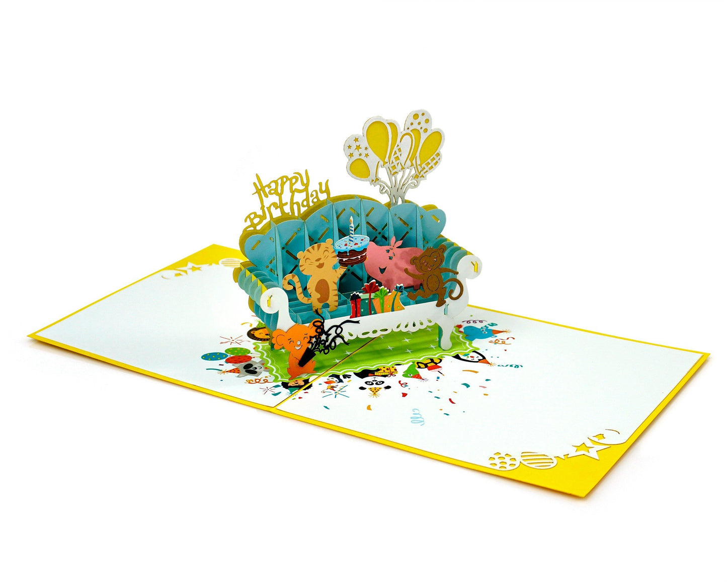 Animal & sofa Happy Birthday Pop Up Cards