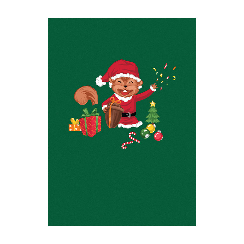Squirrel Decorating a  Christmas Tree  Pop Up Cards