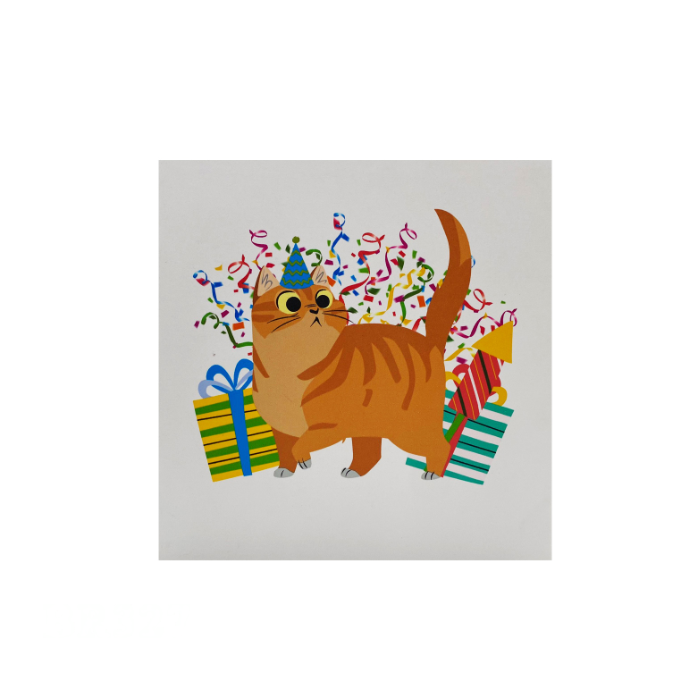 Happy Birthday Yellow Kitten Pop Up Card