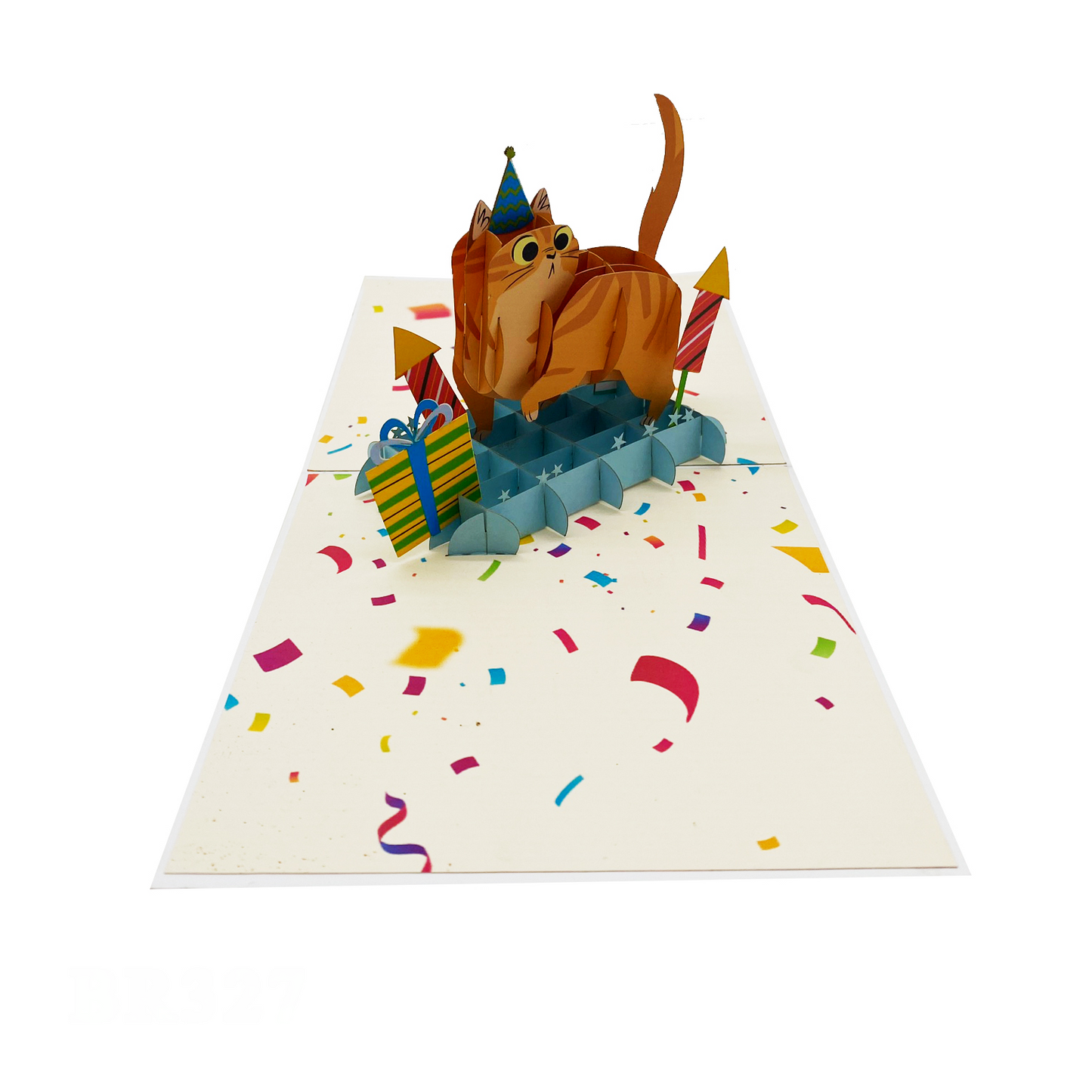 Happy Birthday Yellow Kitten Pop Up Card