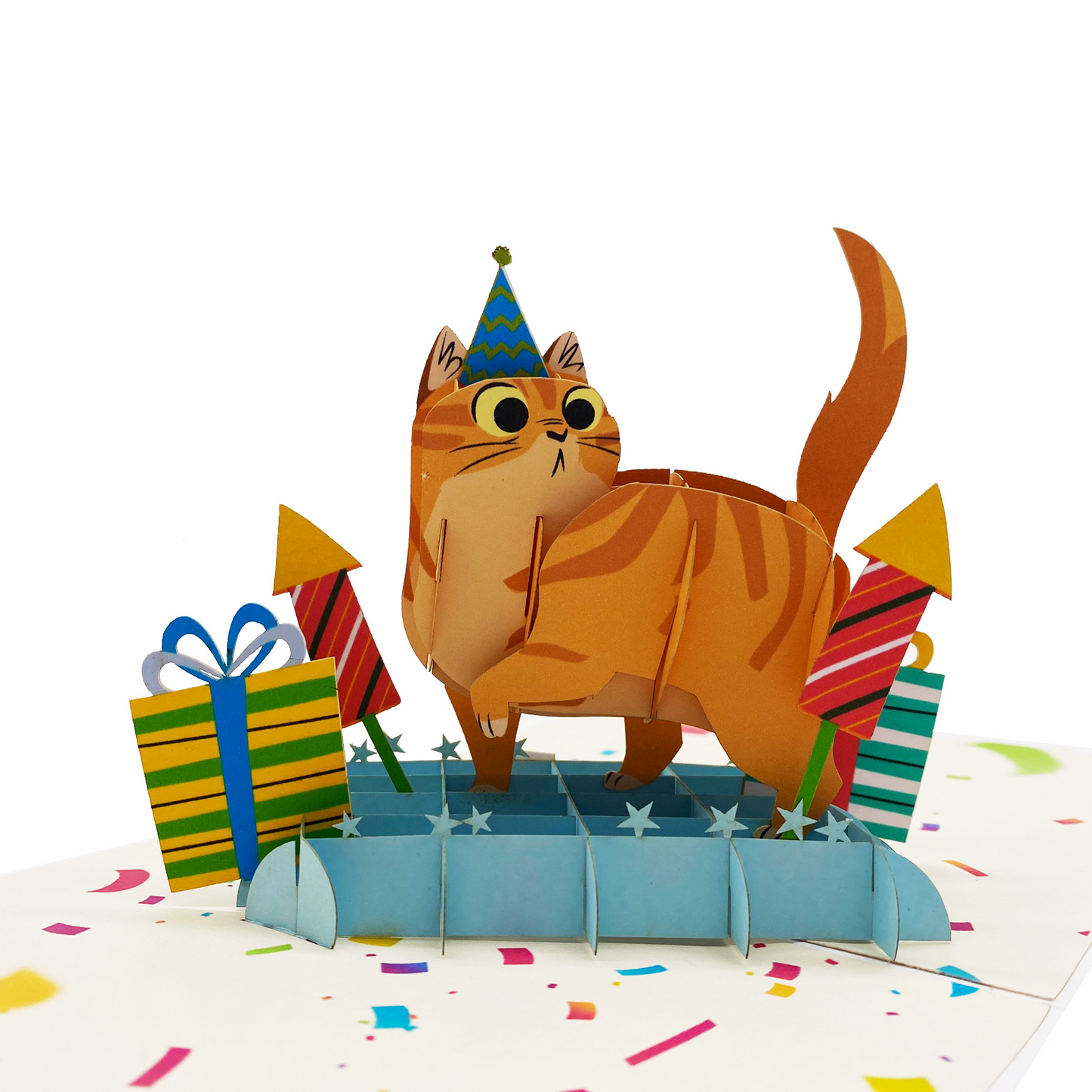 Happy Birthday Yellow Kitten Pop Up Card