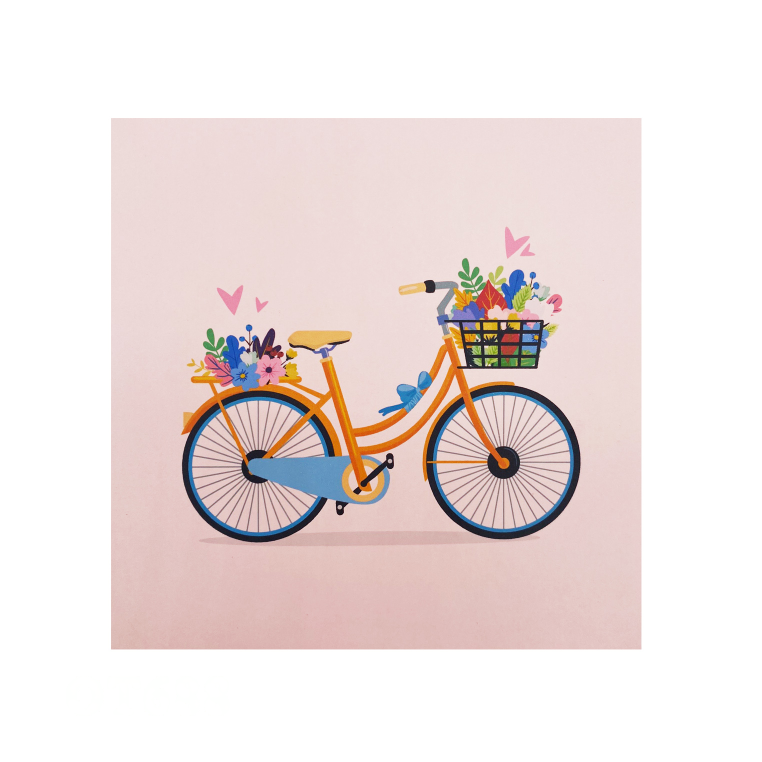 Bicycle Flowers Pop Up Card