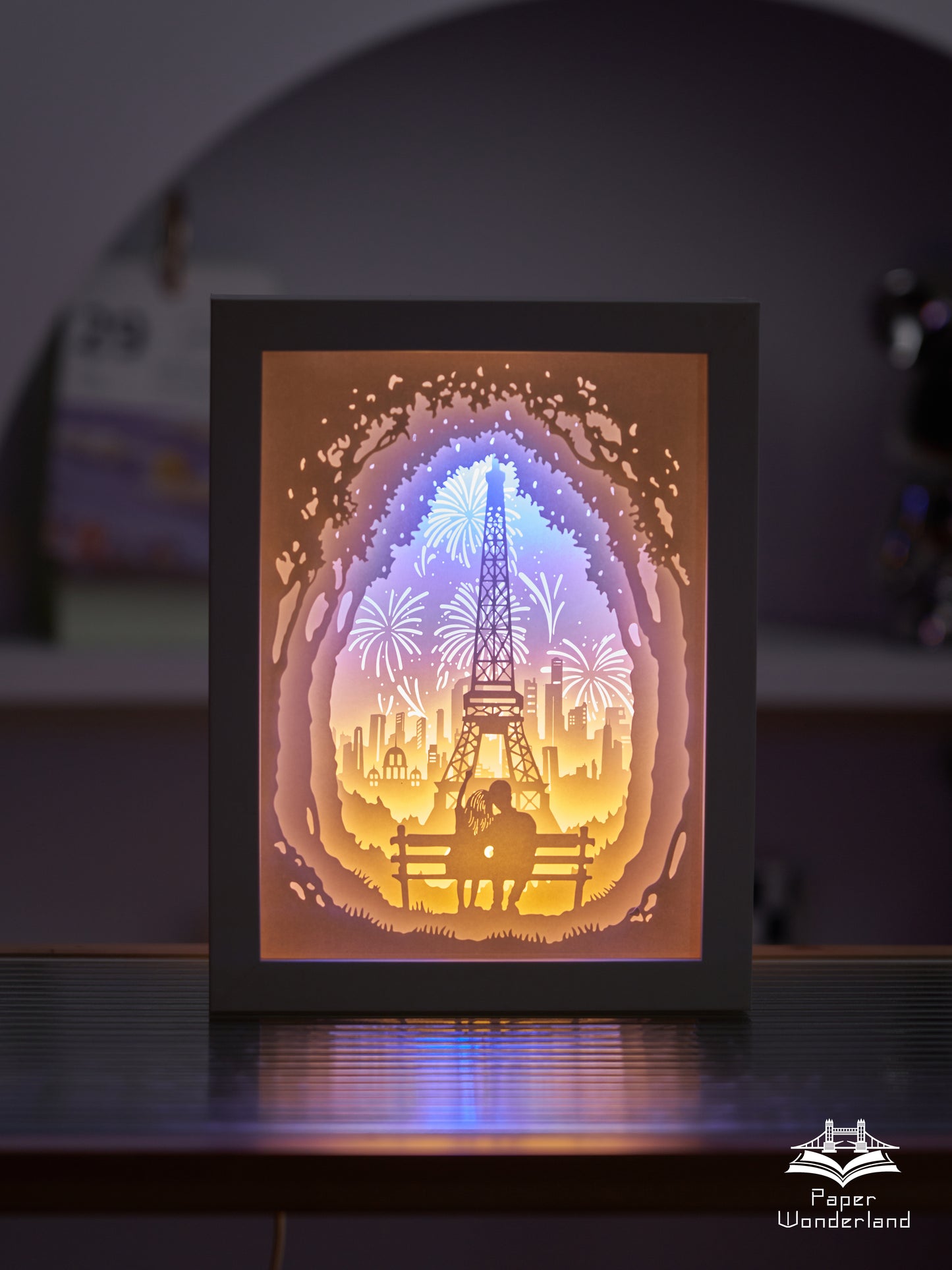 Paper Cut Light Box Paper Carving Light Box -Bloom in pairs