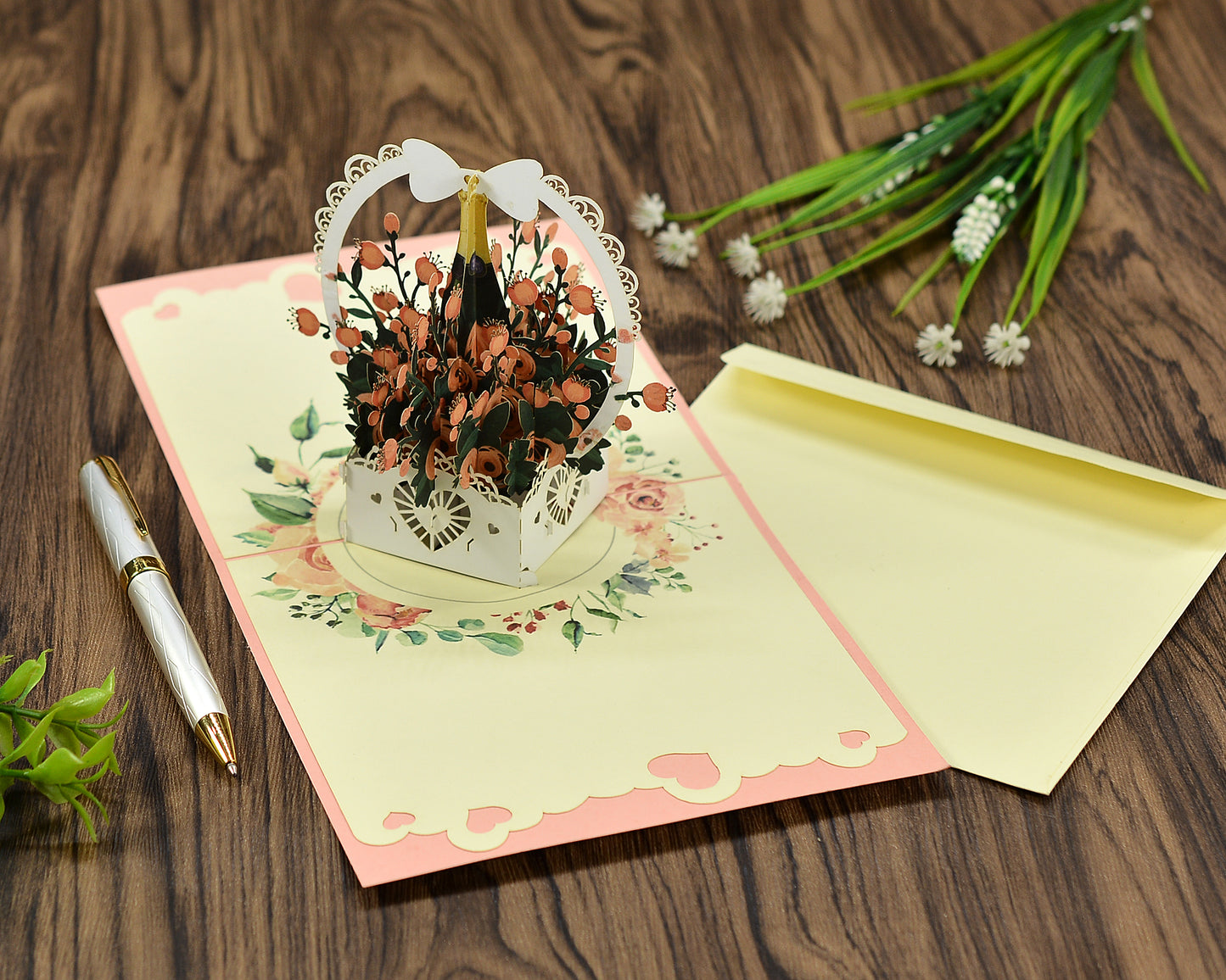 Rose Basket Pop Up Cards