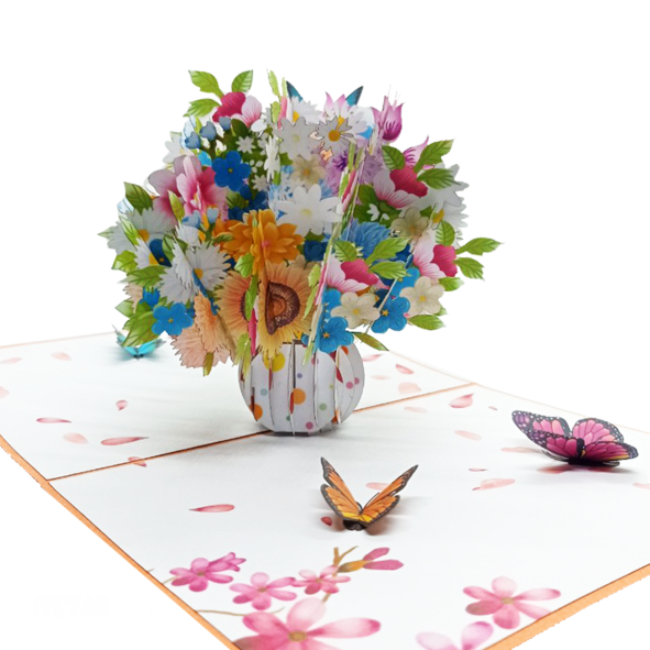 Wildflowers Floral Vase Pop Up Cards
