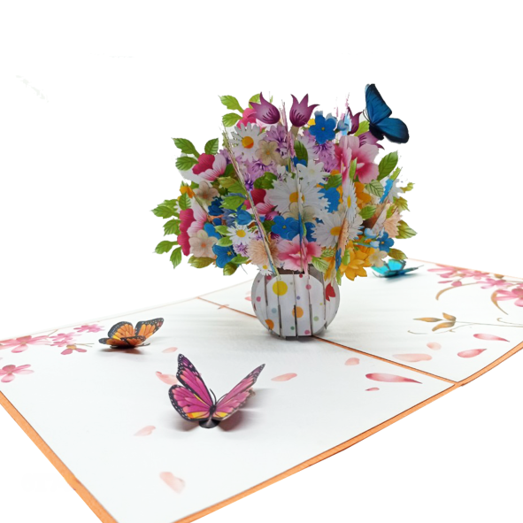 Wildflowers Floral Vase Pop Up Cards