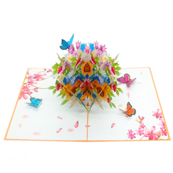 Wildflowers Floral Vase Pop Up Cards
