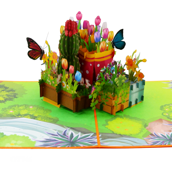 Flowers In Boots Pop Up Cards