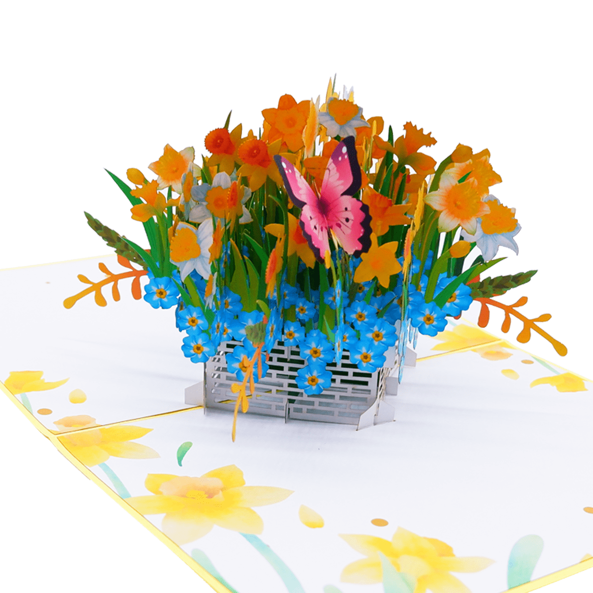 Daffodils Basket Pop Up Card