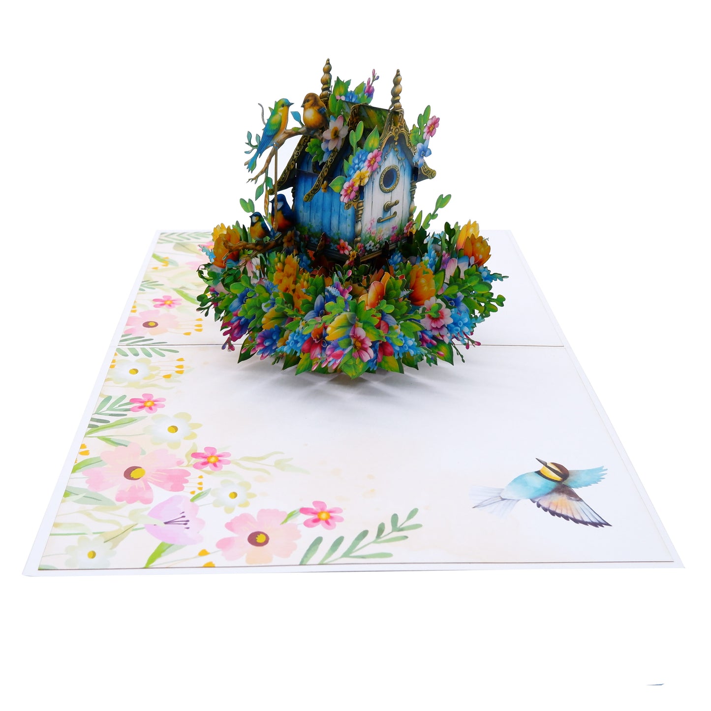 Green Birds Nest Flowers pop up cards
