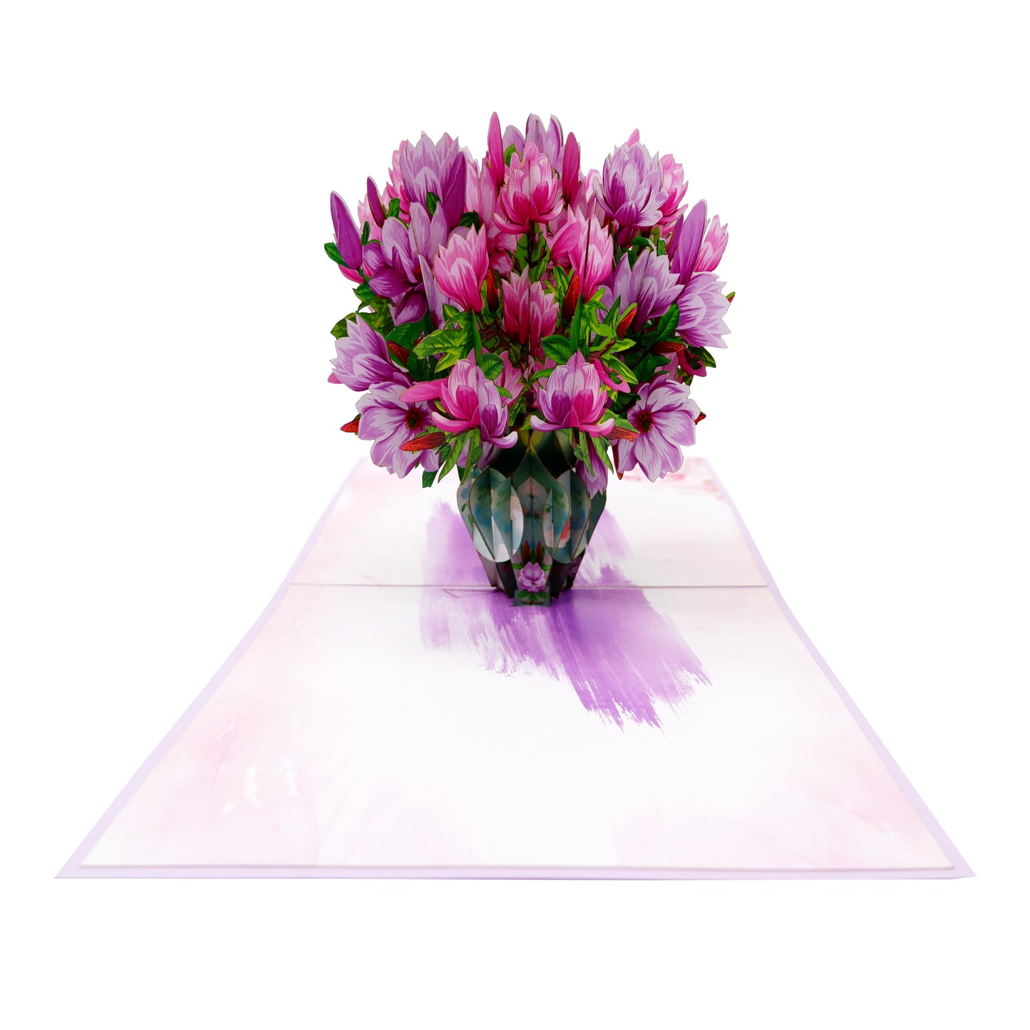 Purple Magnolia Flowers Vase pop up card