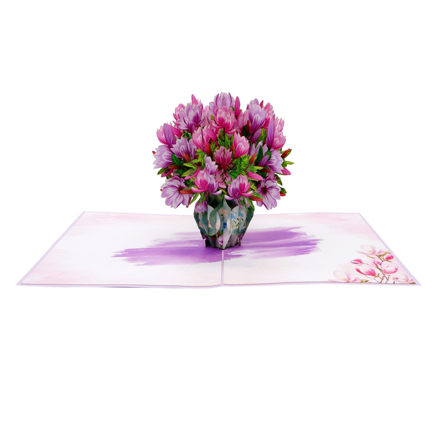 Purple Magnolia Flowers Vase pop up card