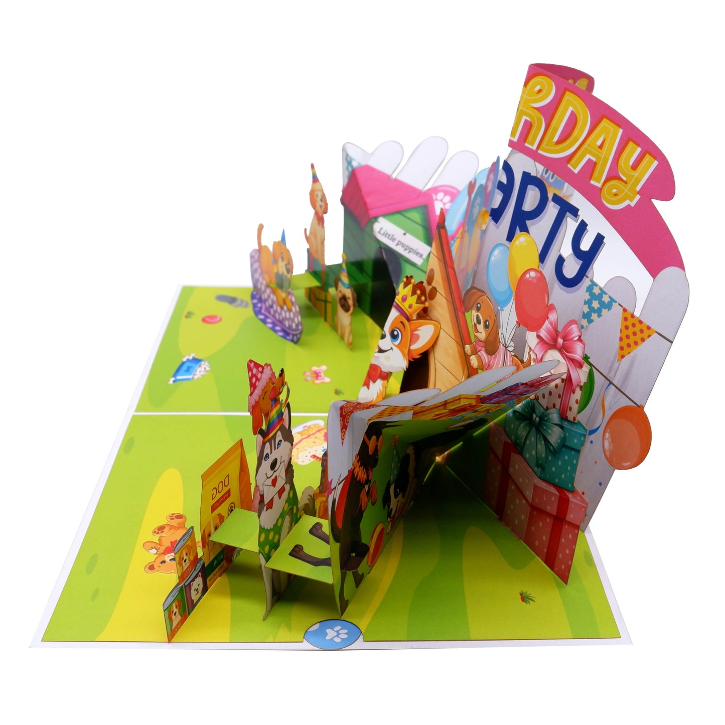 Dog Birthday Party House Pop Up Card
