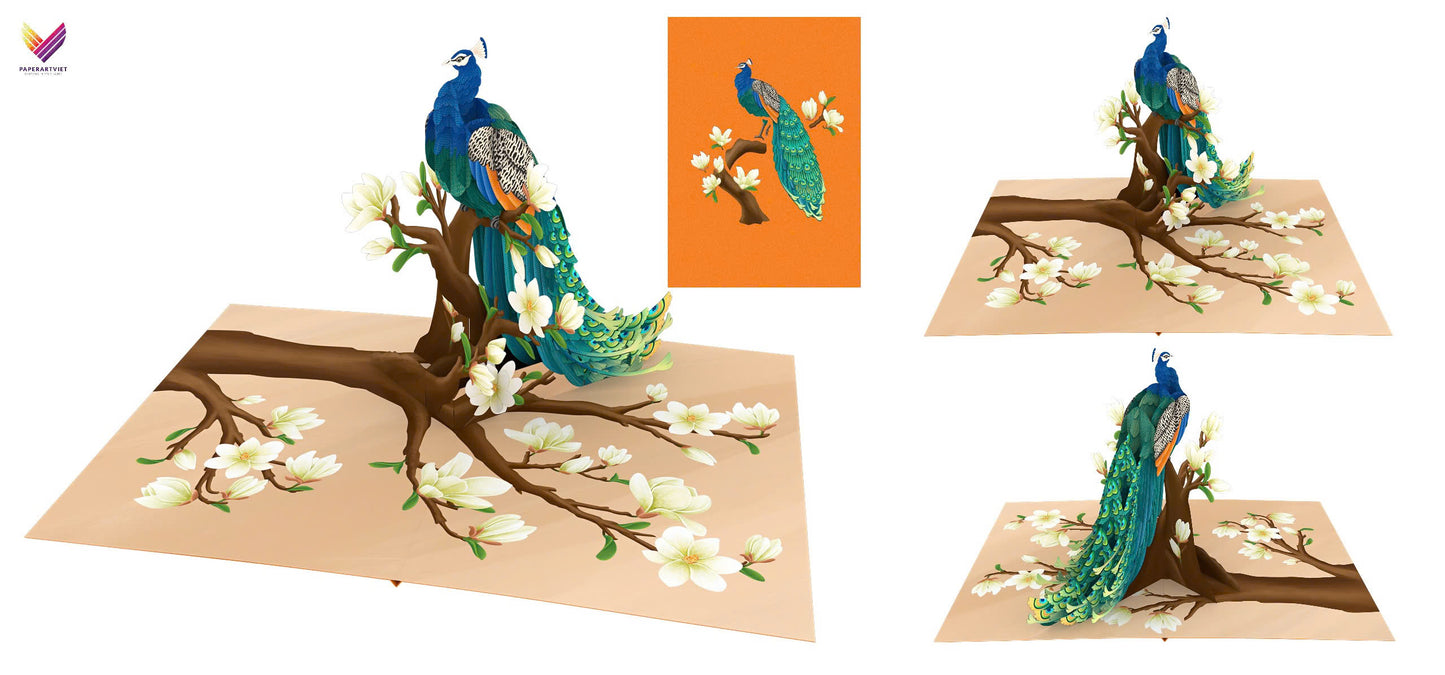 Peacock Magnolia Pop Up Cards
