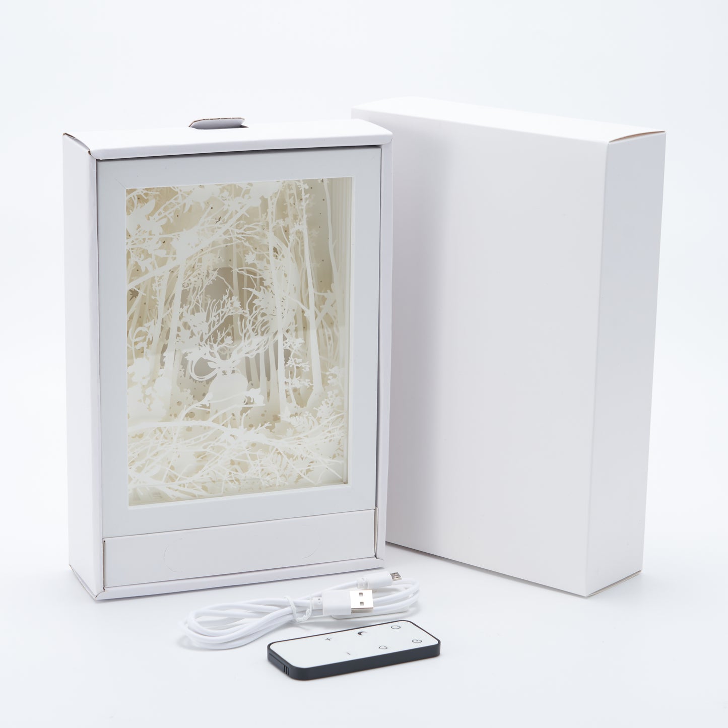 Paper Cut Light Box Paper Carving Light Box -deer in the forest