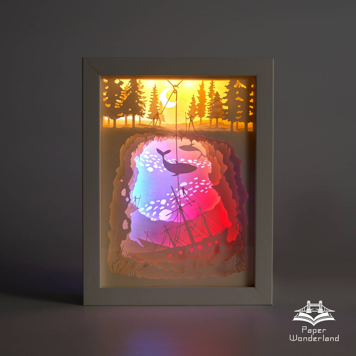 Paper Cut Light Box Paper Carving Light Box -Whale