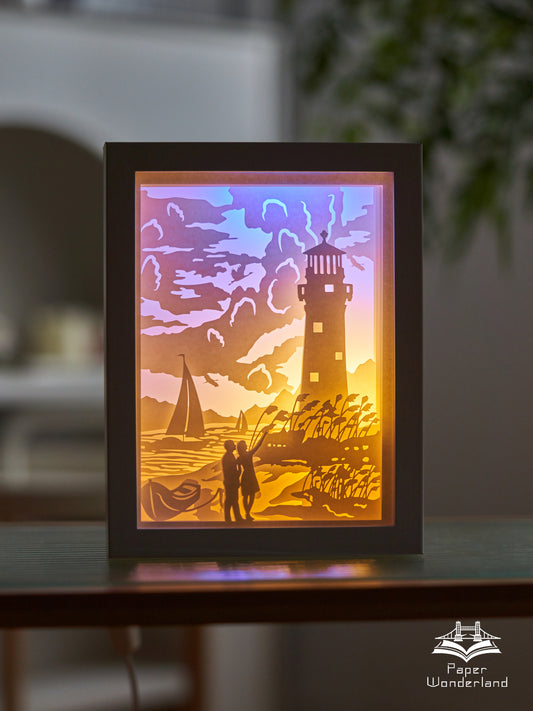 Paper Cut Light Box  Paper Carving Light Box-Lighthouse