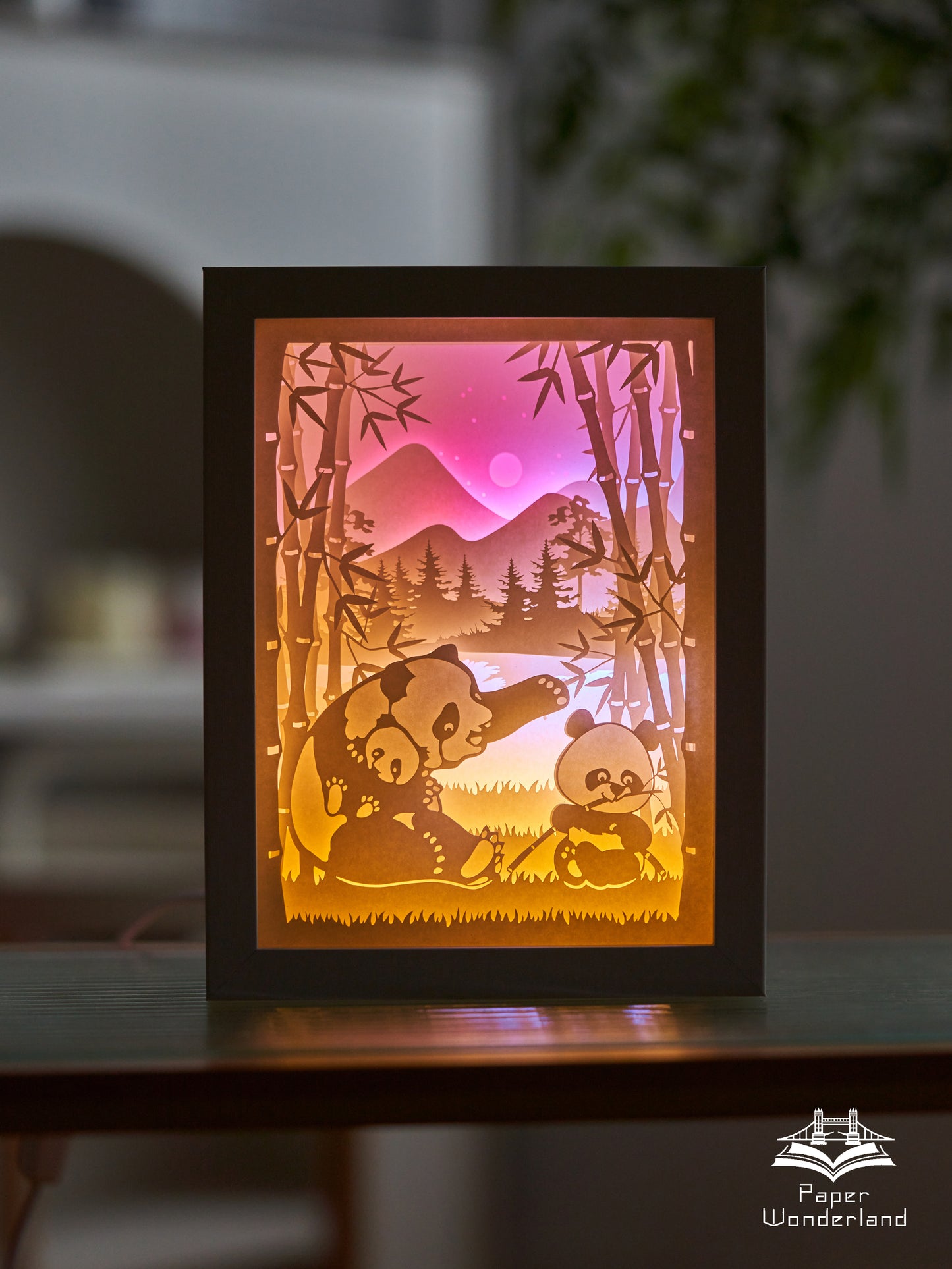 Paper Cut Light Box  Paper Carving Light Box-Panda