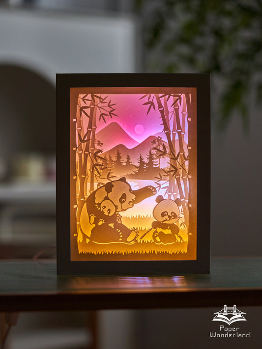 Paper Cut Light Box  Paper Carving Light Box-Panda