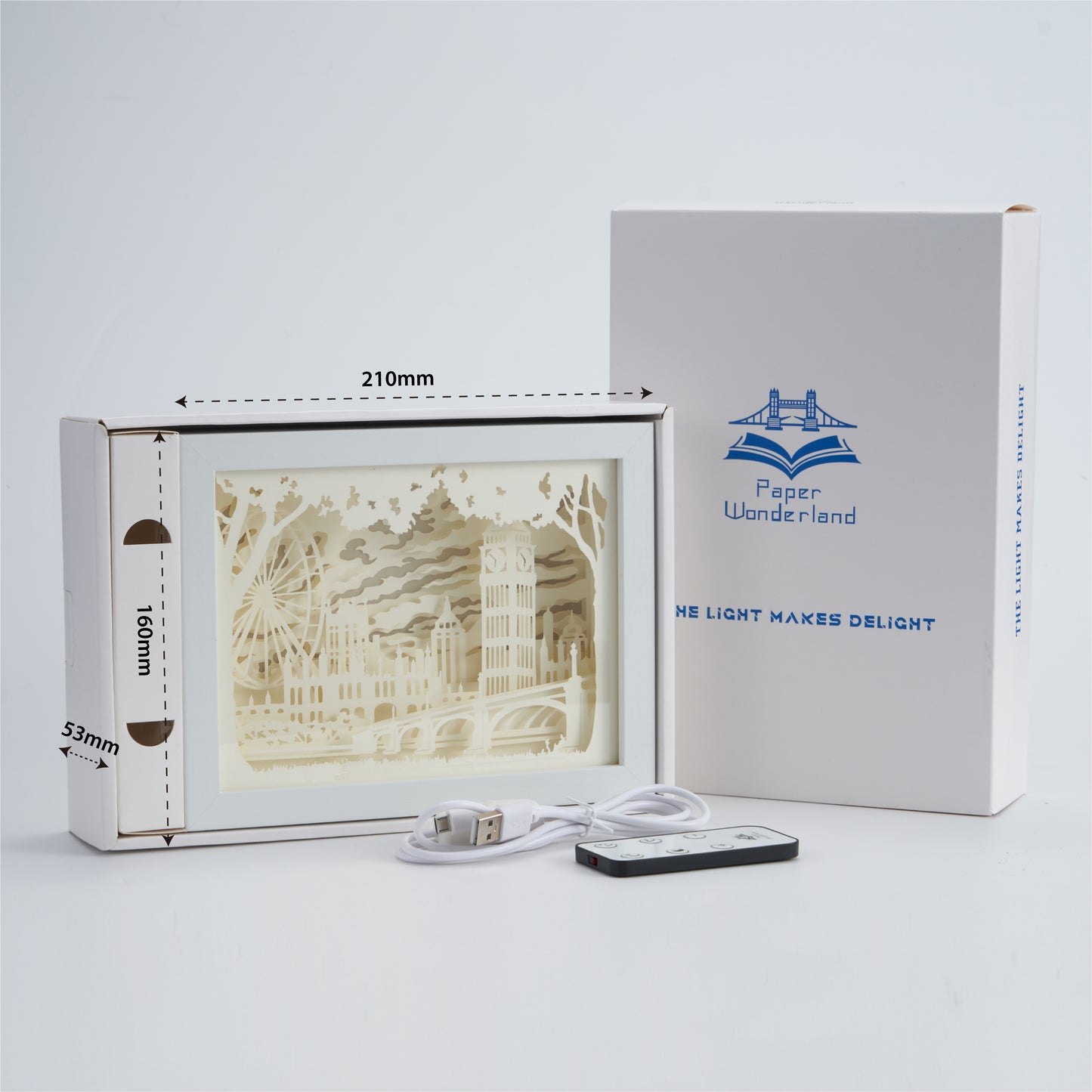 Paper Cut Light Box  Paper Carving Light Box-London skyline sunset