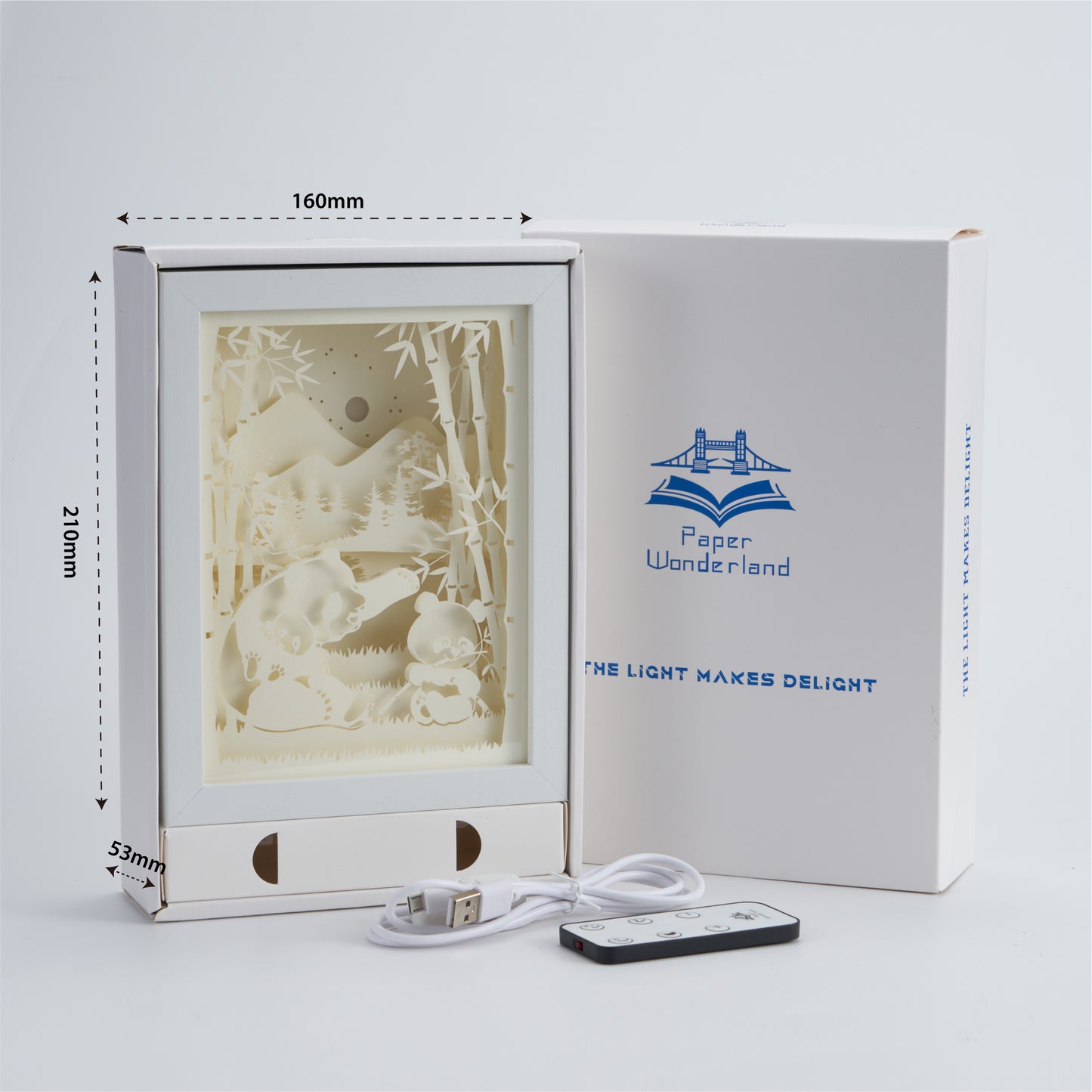Paper Cut Light Box  Paper Carving Light Box-Panda