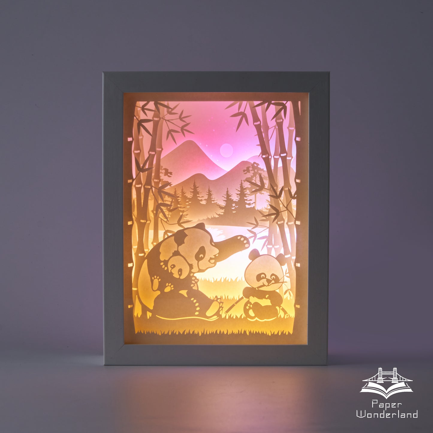 Paper Cut Light Box  Paper Carving Light Box-Panda