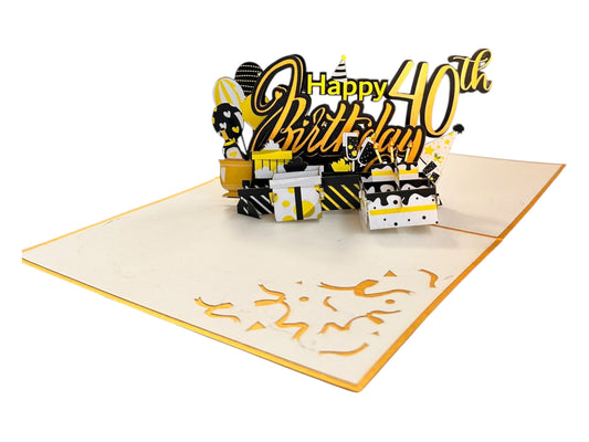 Happy 40th birthday pop up card