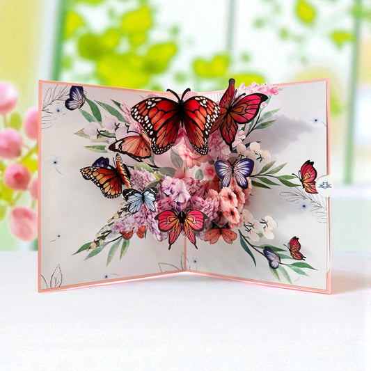3D Pink butterfly Pop Up card