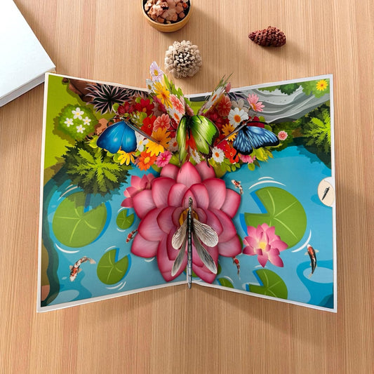 dragonfly and  butterfly  Pop Up Card