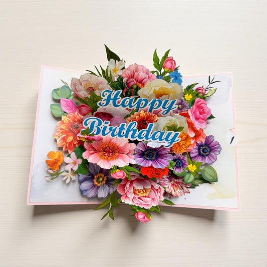 Floral Birthday Panda  Pop-Up Card