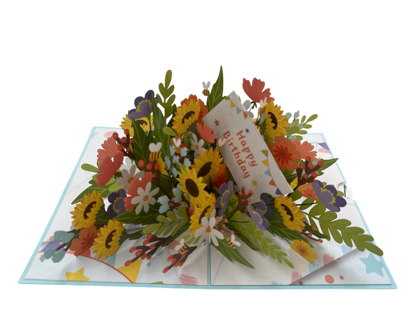 Happy birthday flowers pop up card