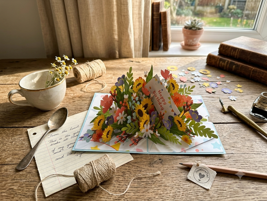 Happy birthday flowers pop up card