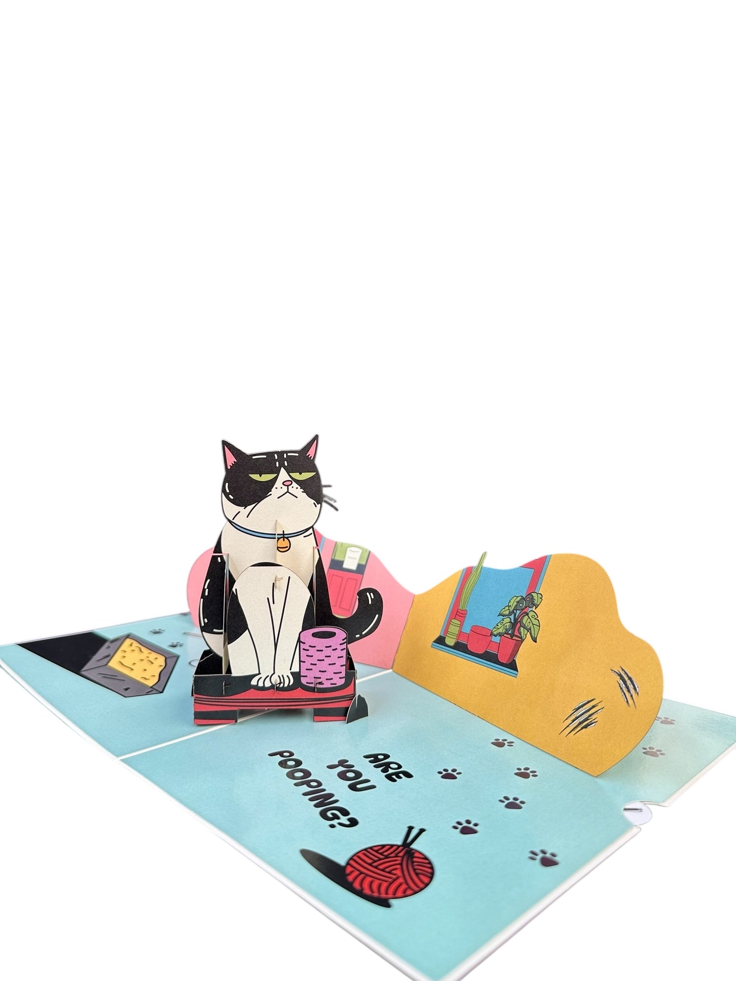Pooping cat pop up card
