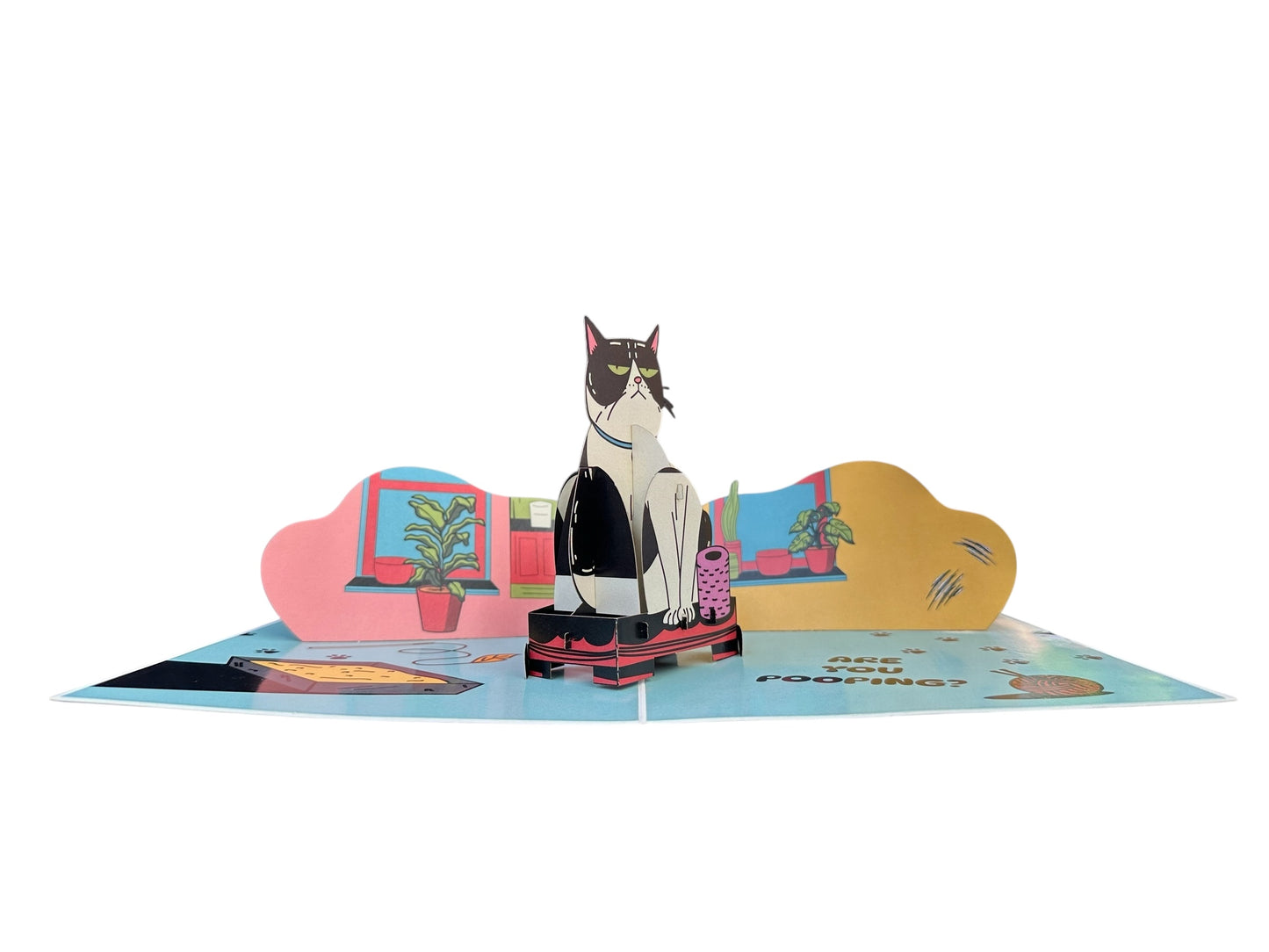 Pooping cat pop up card