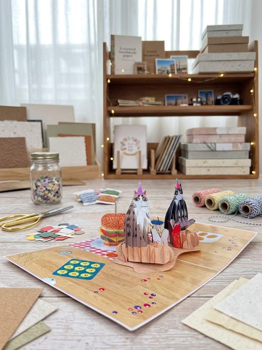 Cat Birthday  pop up card