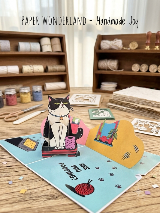 Pooping cat pop up card