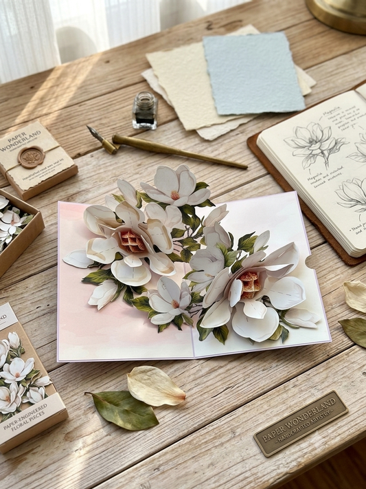 Brisk Magnolia Flowers  Pop Up Card