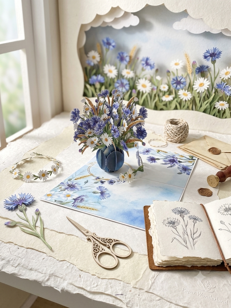 Cornflowers Pop Up Card