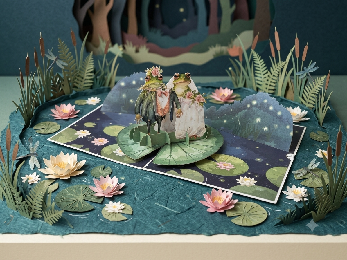 Wedding Frog  Pop Up Card