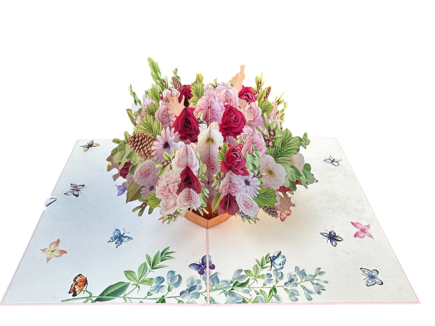 Colorful Rose and Daisy Basket Pop Up Card