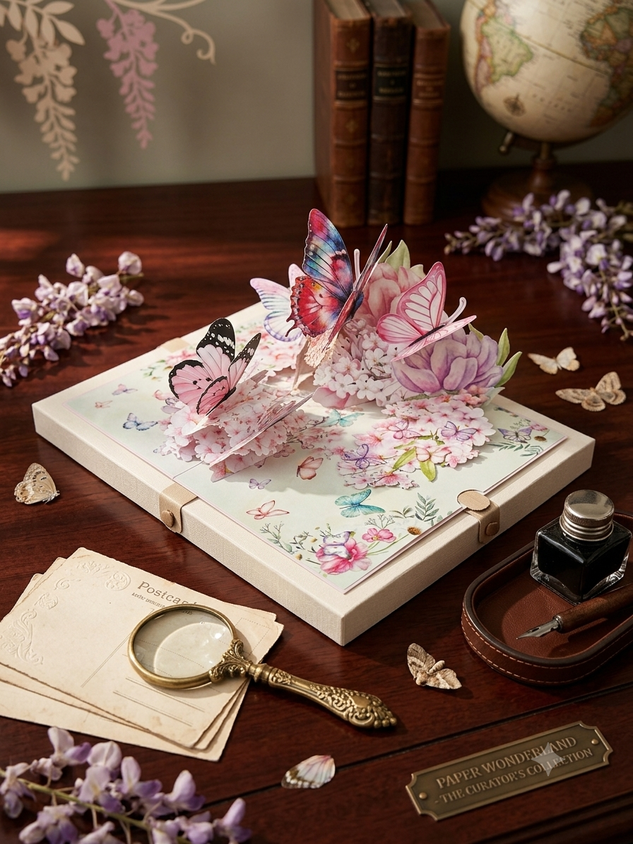 Butterflies and Cherry Flowers  Pop Up Card