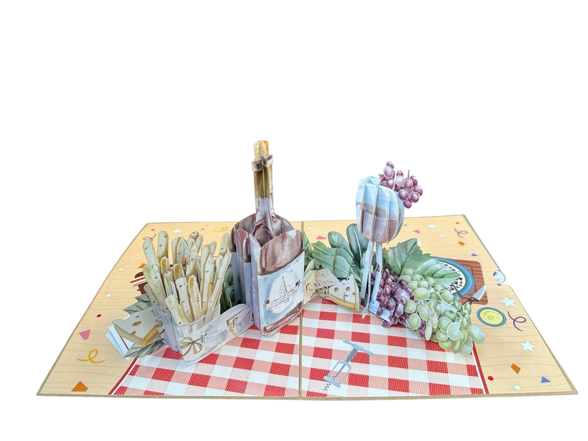 Vintage Wine Birthday Pop Up Card