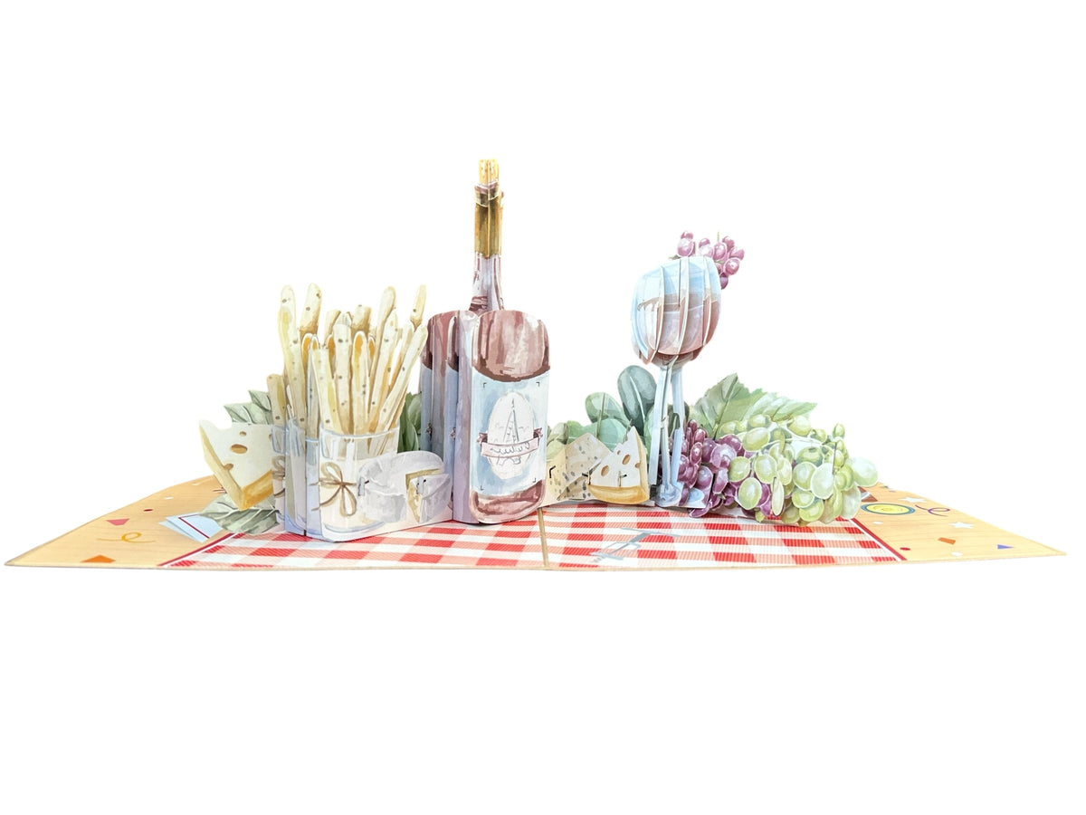 Vintage Wine Birthday Pop Up Card